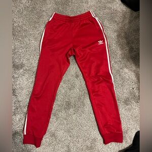 Adidas joggers red
